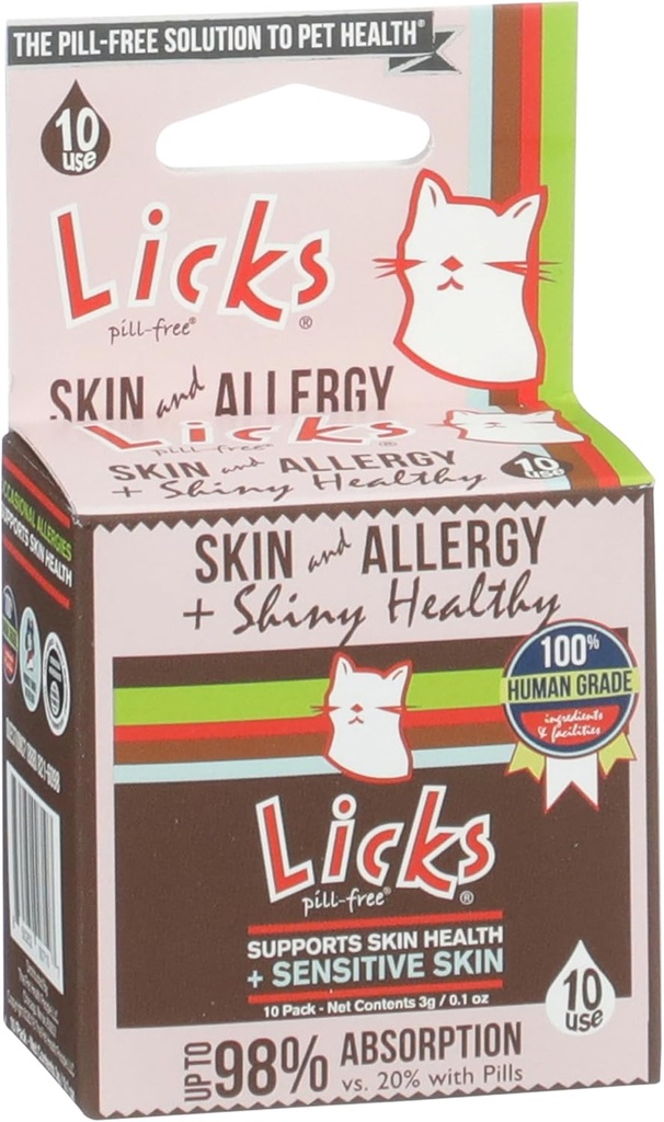Licks - Kočičí alergie - Kočičí kůže a alergie - LiquiPaks - 10 Použití