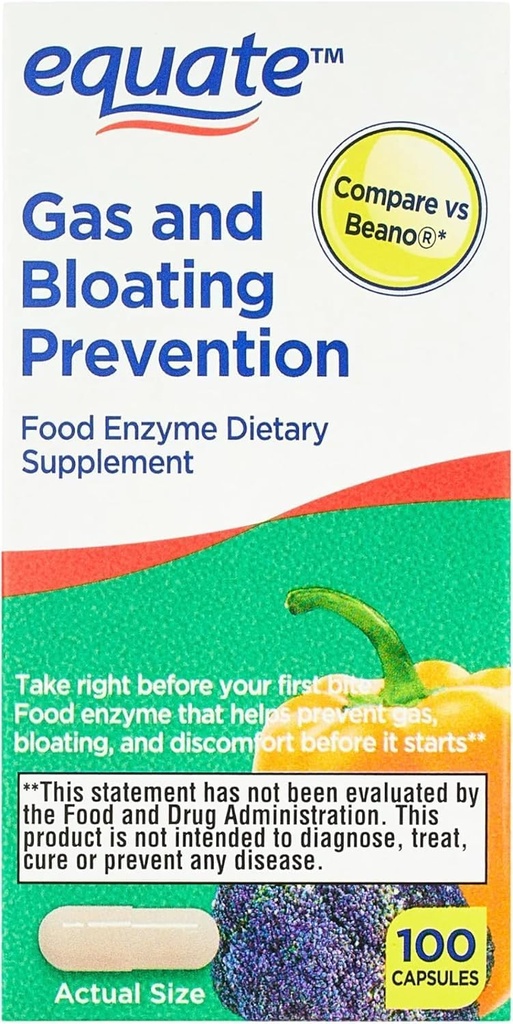 Rovnováha plynu a Bloating Relief Prevence, Food Enzyme Dietní dodatek Kapsle 100 Počet (Balení po 1)