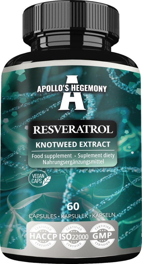 APOLLO 'S HEGEMONY Resveratrol High Dose 400 mg - 60 Vegan Kapsle - 2 měsíce Dodávka - 98% Trans- Resveratrol z japonského Knotweed Extract - Přírodní antioxidant