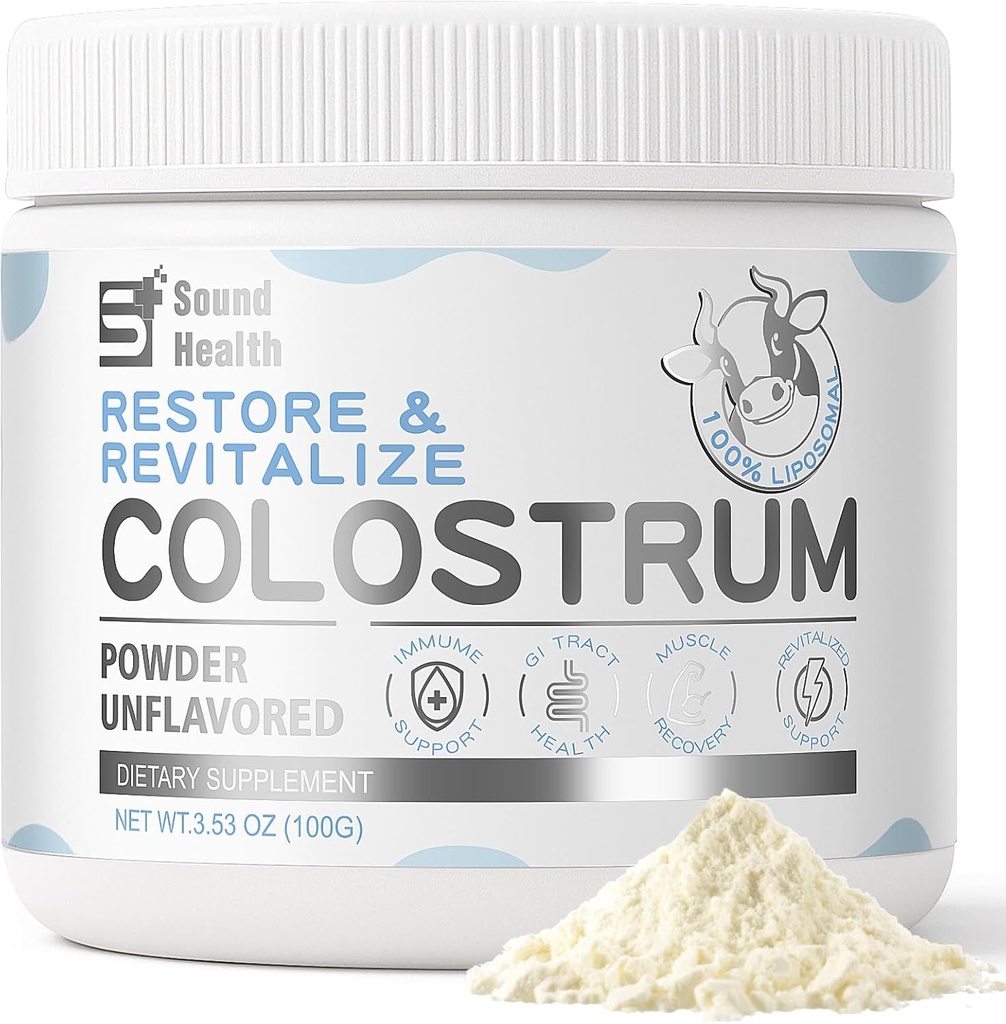 Mlezivo Supplement Powder for people - Organic Bovine Colostrum Supplement for Gut Health, Vlasový růst, Imunitní podpora - Neochucené (50 Služeb)