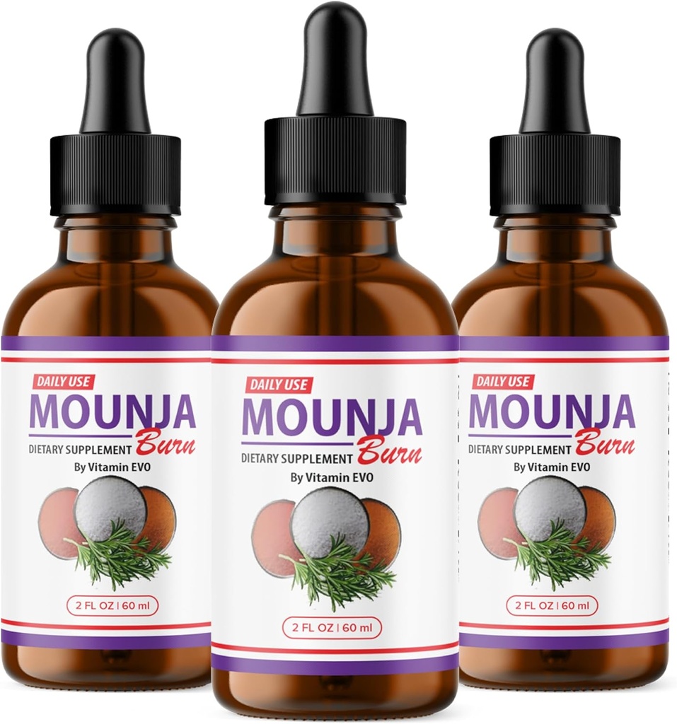 (3 Pack) Mounja Burn Drops - Oficiální vzorec - Mounja Burn Dietní dodatek Drops, Mounja Liquid Drops Maximální síla Celková Wellness Support Formule MoujaBurn Mounja Burn Advanced (3 láhve)