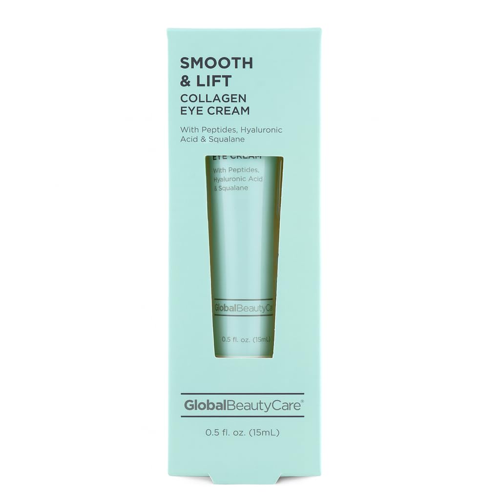 Global Beauty Care Smooth & Lift Collagen - Eye Cream wiith Peptides, Hyaluronic acid & Squalane, 1- Pack (0.5 fl oz 15ml)