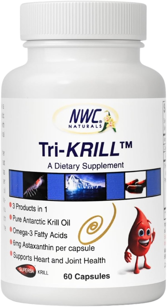 NWC Naturals Tri-Krill olejový dodatek pro muže a ženy, podporuje společné zdraví, mozkové funkce a celkové Wellness s Astaxanthin