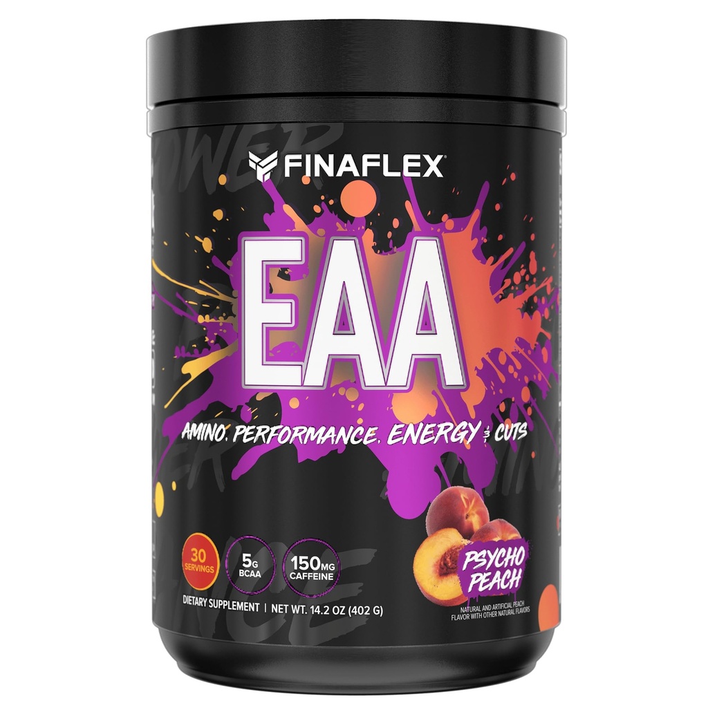 FINAFLEX EAA, Psycho Peach - 14.2 oz - Promotes Performance, Energy & Cuts - With BCAA, L-Glutamin, L-Arginin, Acetyl-L-Carnitin & Caffeine - 30 Servings