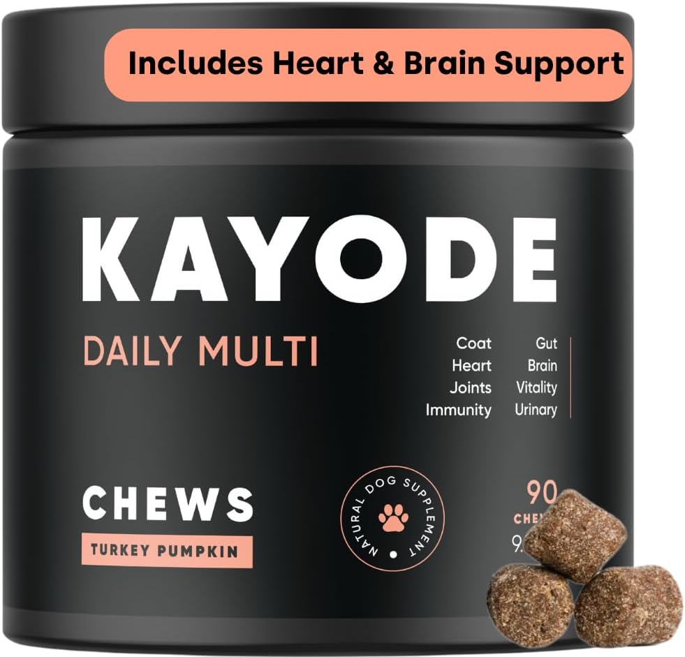 Kayode Daily Multi - Pes Multivitamin & Superfood Chew. Naplňte výživné gaps. Pomáhá spojky, trávení, srdce, mozek, moč & Více. Přidat nutrients Dog Food Misses. Skvělé i pro štěňátka.