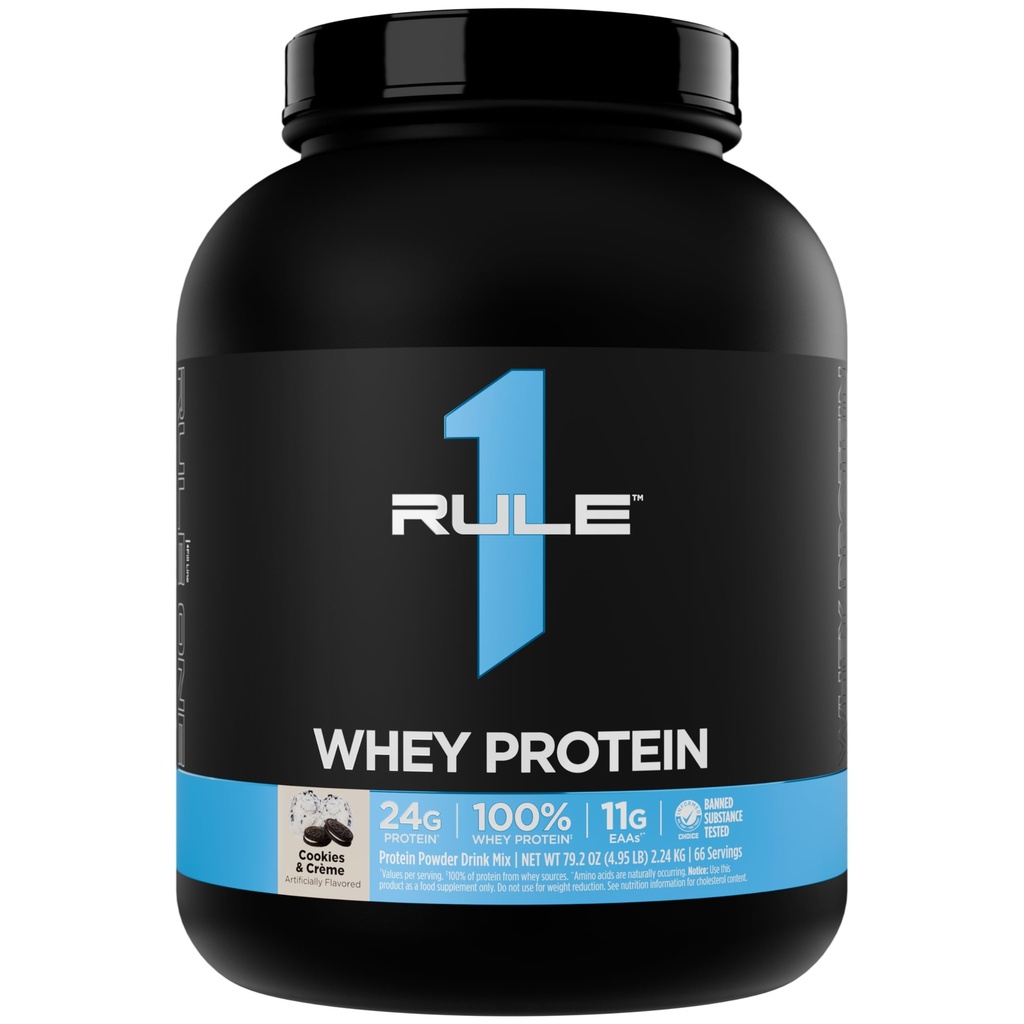 Pravidlo 1 Syrovátkový protein - 24g Fast- acting protein from All- Whey Sources with Přirozeně Occurring EAAs & BCAA for Workout Recovery or When Use (5 Pounds *, Cookies & Crème)