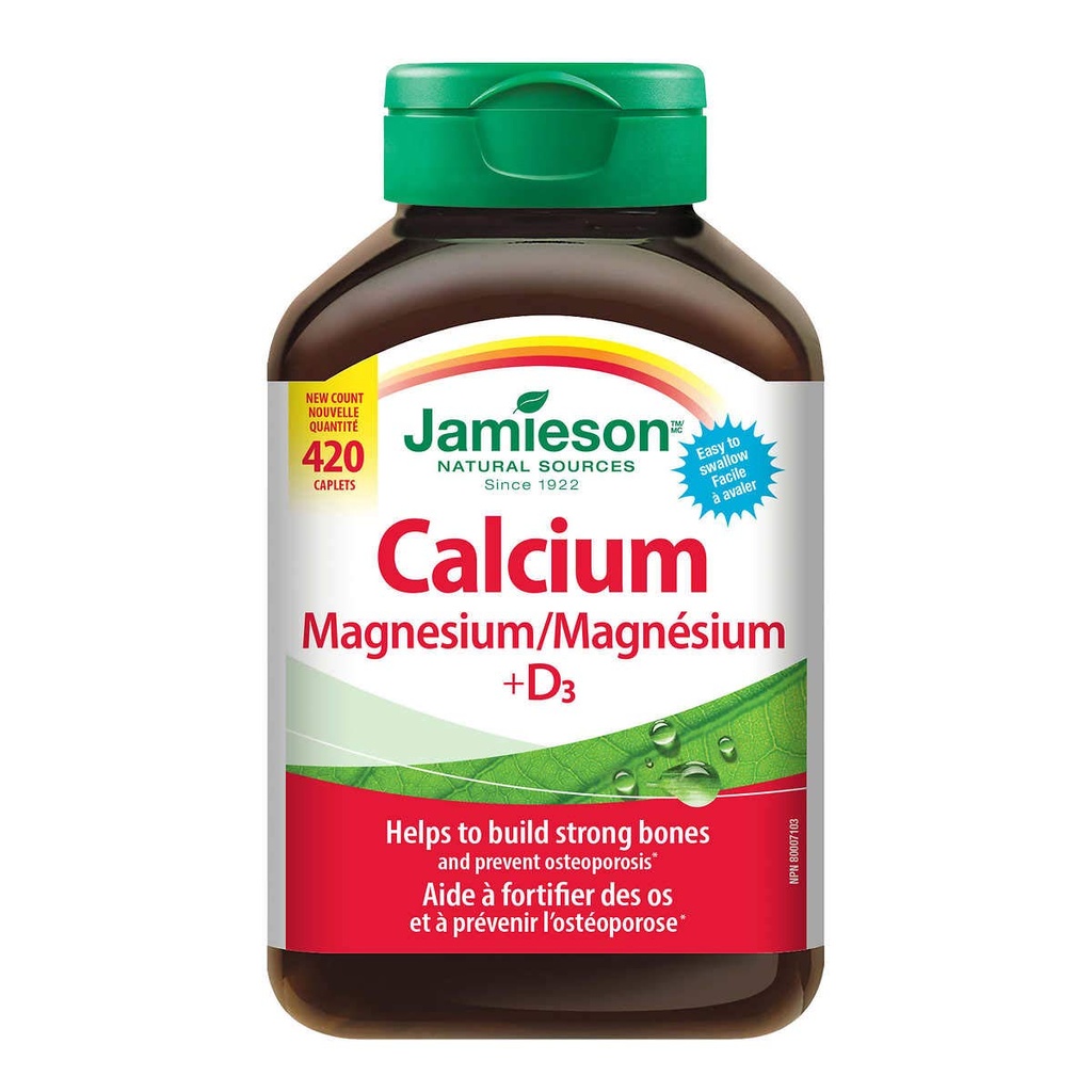 Jamieson vápenatá hořčík s vitamínem D3 tablety, 420 kaplety