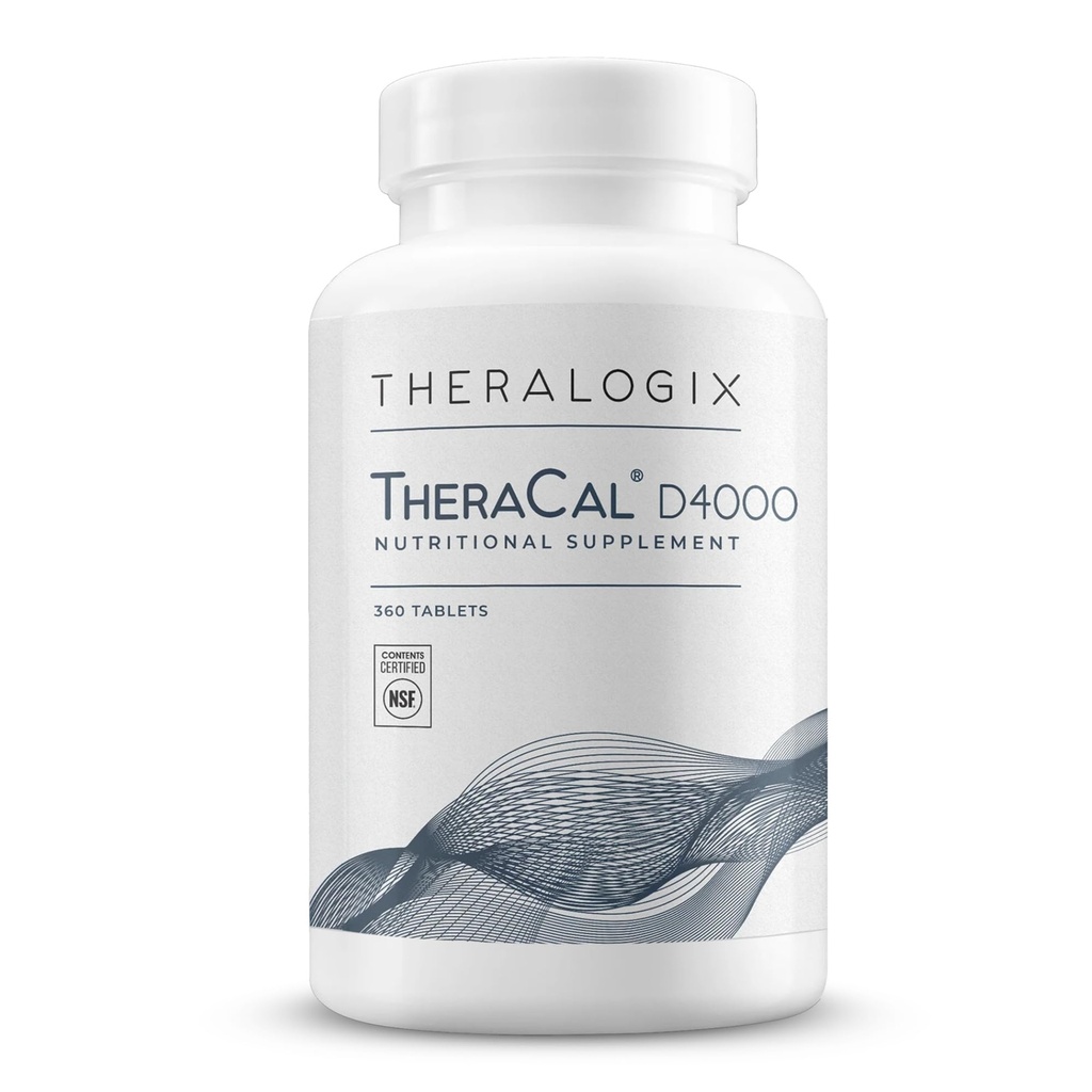 Theralogix TheraCal D4000 - Příplatek na podporu kostního zdraví s vápníkem, hořčíkem, vitamínem D3, vitaminem K2 & Boron * - 90denní dodávka - NSF Certified - 360 tablet