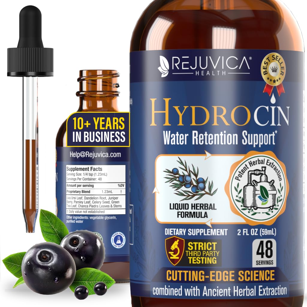 Hydrocin - Advanced Diuretic Water Retention Supplement - Liquid Delivery for Better Absorption - Pampelion, Uva Ursi, Juniper Berry, Celer Seed, Green Tea & Více!
