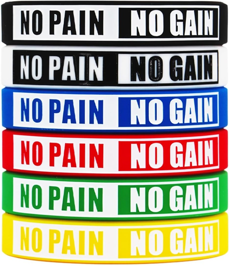 No Pain No Gain náramky Motivational Bulk Inspirativní Silicone Fitness Náramky Stretch Unisex Sportovní náramky pro dospívající ženy