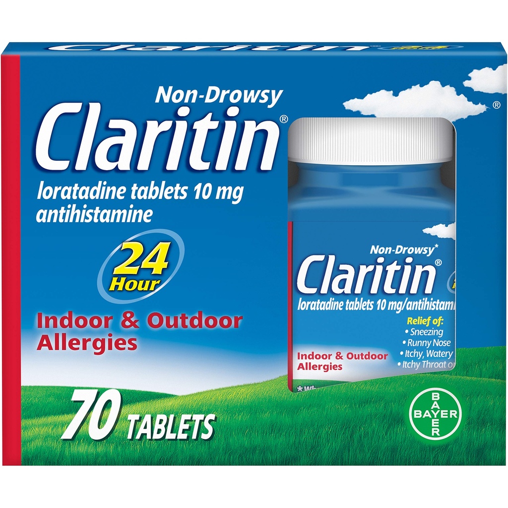 Claritin 24 hodinová alergie Medicína, Non- Drowsy předepisování Síla Alergie Relief, Lorglitazon Antihistamin Tablety, 70 Počet