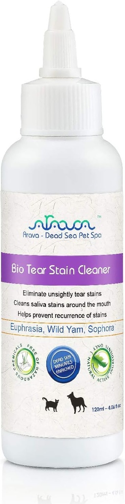 Arava Natural Tear and Sain Remover for Dogs and Cats - Efektivní řešení s 26 Minerály z Mrtvého moře, Odstranění a Prevents Eye a sliny