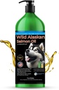 Wild Aljašský losos olej pro psy a kočky od Islandu Čisté 124; 1,043 mg Omega33 na Teaspoon O124; Salmon Oil & Pollock Blend O124; BPA-Free Brushed Aluminum Epoxy Coated Bottle with Pump - 17 oz