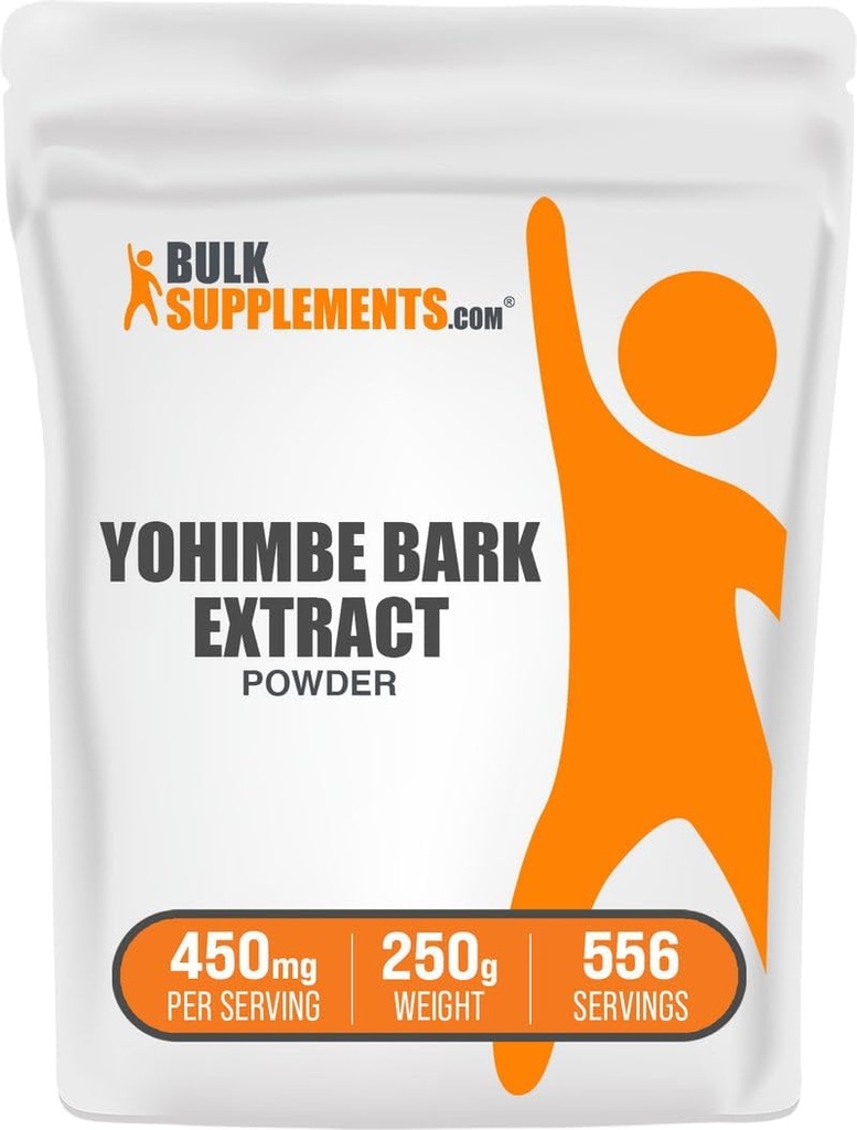 Bulksupplements.com Yohimbe Extract Powder - Yohimbe Bark Extract - Bylinný dodatek, Gluten Free, 450mg na Serving, 250g (8.8 oz) (Balení po 1)