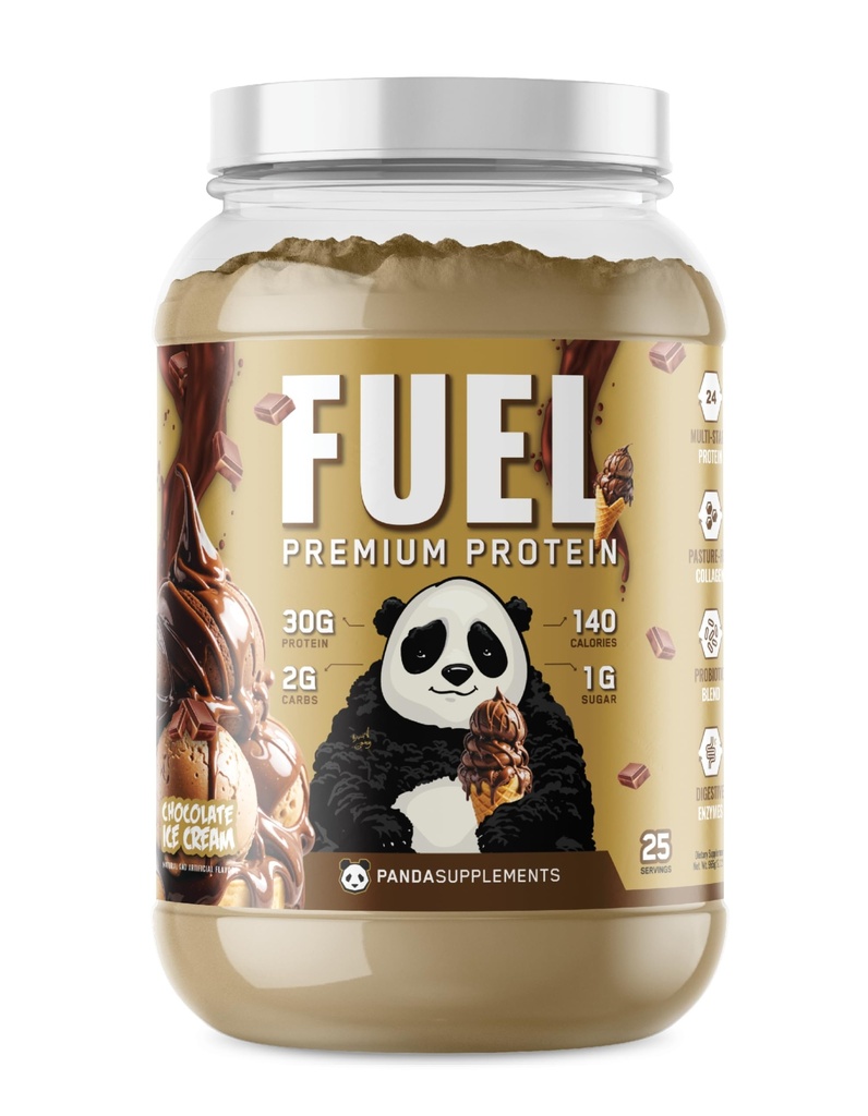 Underground Bio Labs Panda Fuel Premium protein Syrovátka, Hydrolyzované kolagen, Kasein, Probiotika, Enzymy, Keto Friendly, Time Release, 25 Serings (2.5 Pound, Čokoládová zmrzlina)