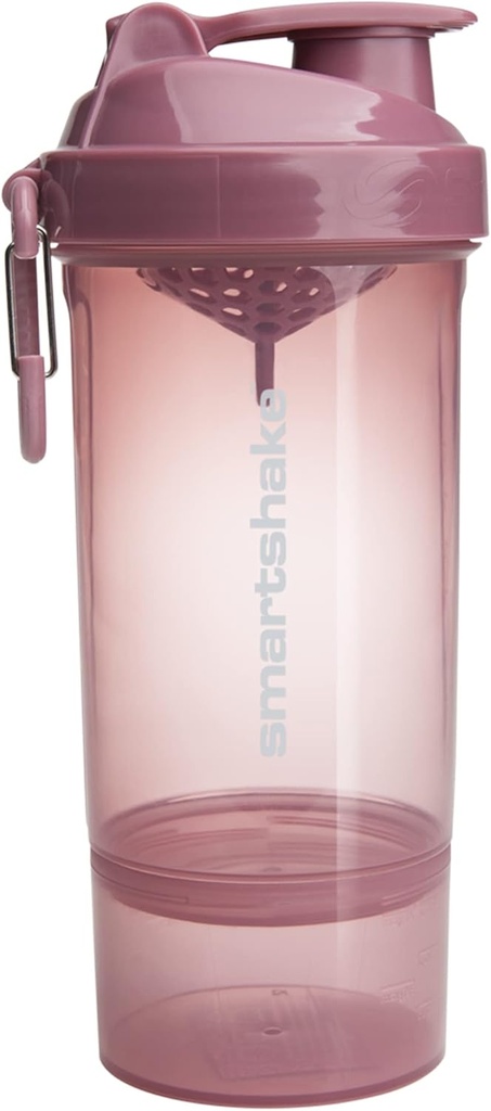 Smartshake O2GO ONE Plastic Protein Shaker Bottle 800 ml OF 124; 27 oz - Leakproof Screw-on Lid - BPA Free - Unisex - Deep Rose