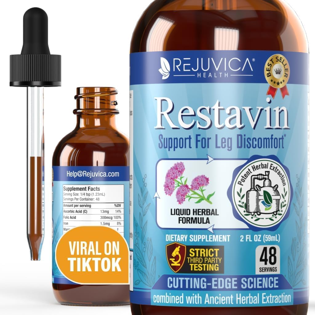 Restituce - Advanced Leg Support Supplement - Liquid Delivery for Better Absorption - Vitamin C, Žehlička, Valerian, Turmeric, Magnesium & Více!