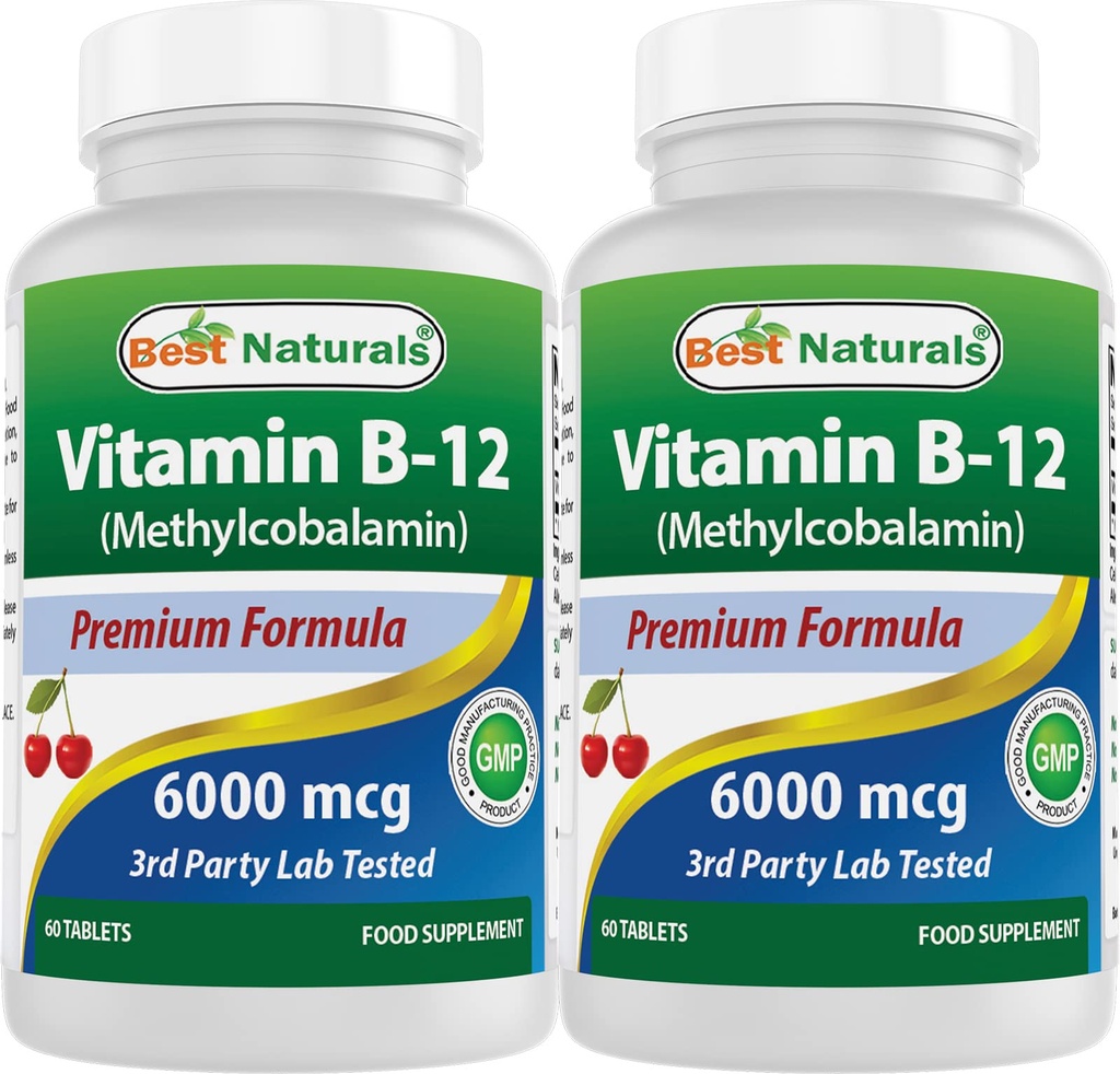 Nejlepší Naturals Vitamin B-12 jako methylkobalamin (methyl B12), 6000 mcg 60 Sublingválních tablet (60 Počet (balení po 2))