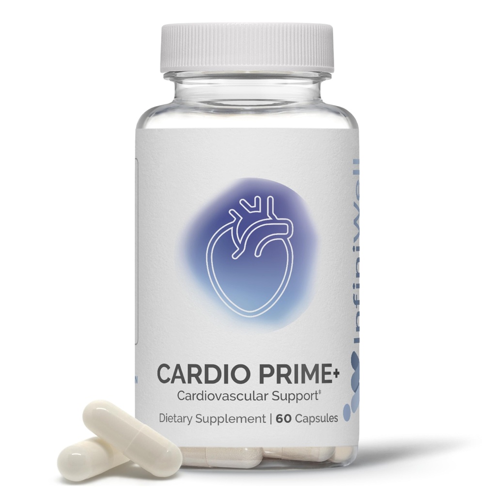 InfinWell Cardio Prime + Heart Health doplňky - Antioxidanty a inovativní peptidy pro kardiovaskulární zdraví - NAD3 & Nattokináza pro zdravé srdce a metabolickou rovnováhu (60 Kapsle)
