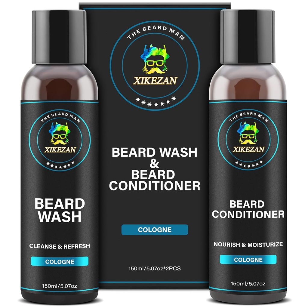 XIKEZAN Beard Wash & Beard Conditioner Natural Softtener Set w / Argan & Jojoba Oils Smooth & Posiluje vánoční skladování Stuffers Den otců dárky pro muže ho táta přítel manžel