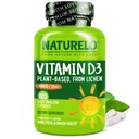 NATURELO Vitamin D - 5000 IU - Plant based from Lichen - Natural D3 Supplementary for Imunitary System, Bone Support, Joint Health - High Potency - Vegan - Non- GMO - Gluten Free - 180 Kapsle