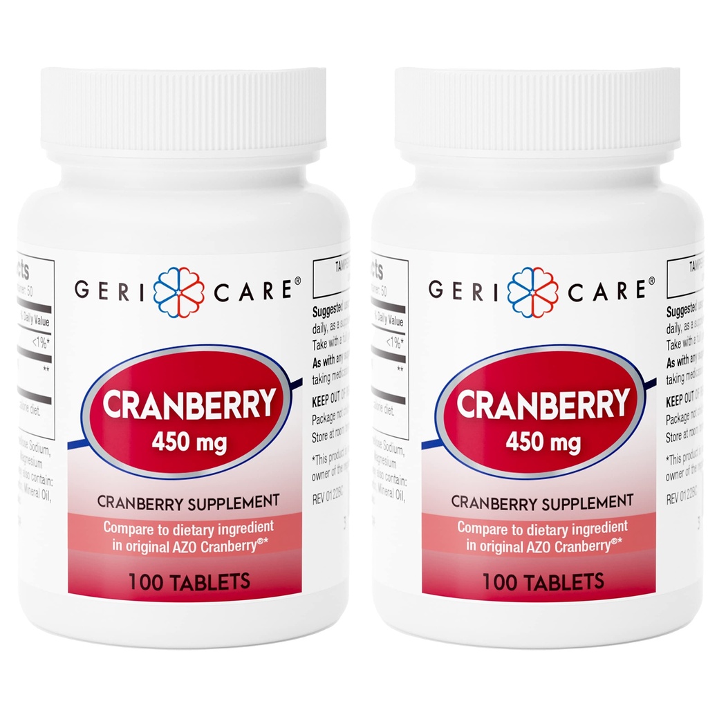 High- Potency Cranberry Dodatek - 450mg Čisté Cranberry Tablety pro močové trakt Zdraví přírodní UTI Prevence pro muže a ženy - GMO, Gluten & Dairy Free Cranberry koncentrát 100 Počet (2pk)