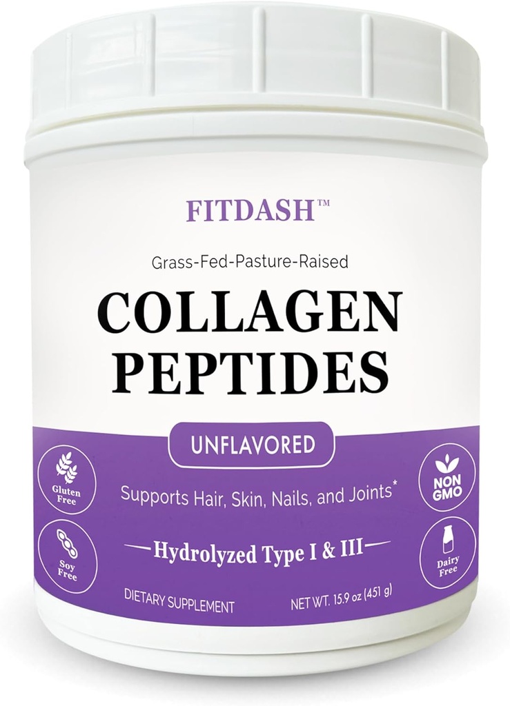 Kolagen Peptides Hydrolyzované Kolagen Powder Typ I a III, Podporuje vlasy, nehty, a spojky. Neochucené 41 Služeb 15.9 Oz. Grass-Fed Pastured-Raised.