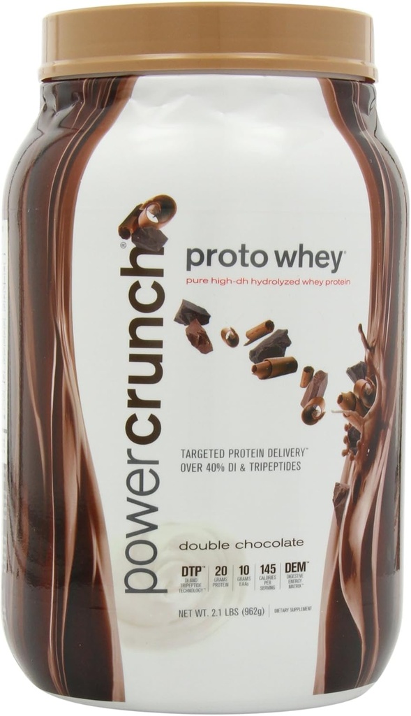 Power Crunch Syrovátkový prášek, s aminokyselinami, proteinové třepačky s lahodnou chutí, Dvojitá čokoláda, 2.1 LB