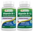 Nejlepší Naturals Vitamin B1 jako thiamin Mononitrát 100 mg & Vitamin B12 6000 mcg