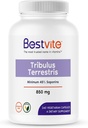 BESTVITE Tribulus Terrestris 850mg na kapsli (240 Vegetariánských kapslí) - Standardizovaný extrakt - Min 45% Saponiny - No Stearates - No Silicon Dioxide - No Fillers - Vegan - Non GMO - Gluten Free