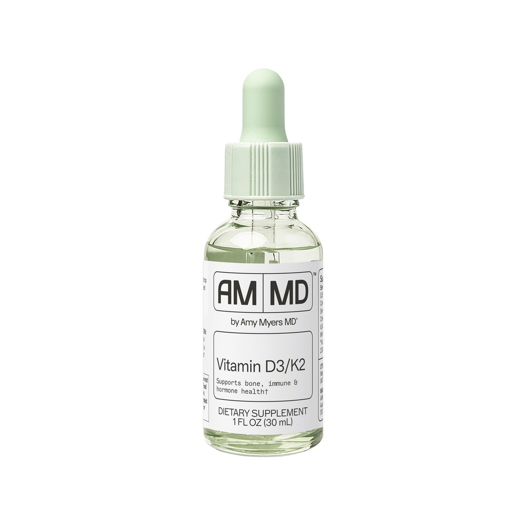 Amy Myers MD Vitamin D3 / K2 Liquid - podporuje zdraví kostí, imunitní funkci a hormonální rovnováhu - vysoká absorpce - Non- Dairy, gluten- Free - 1 fl oz (30 Služeb)