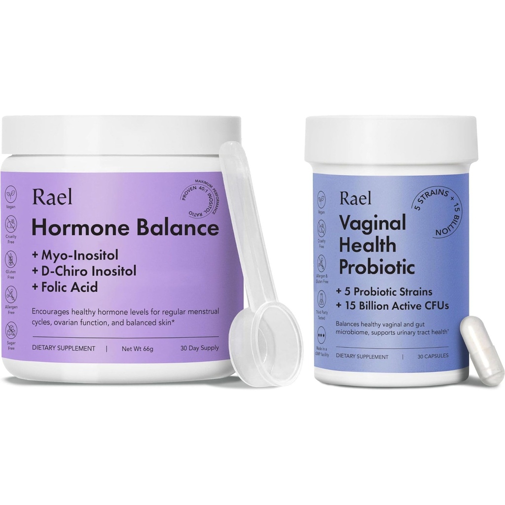 Rael dodatek pro ženské Bundle - Hormonální bilance, plodnost a ovariální podpora (30 Day Supply) & Probiotika, trávicí Enzymy, Močové Tract Health (30 Day Supply)