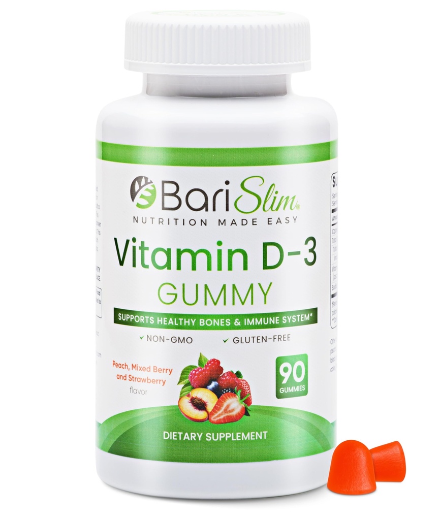 BariSlim Bariatric Vitamin D-3 Gummies - Speciálně upravený Gummy Vitamin pro pacienty po hubnutí Chirurgie - Snadné Digest a Great Ochutnávání ovocných příchutí