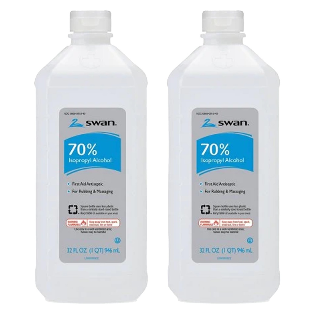 Labuť 70% drhnutí alkoholu, 32 Fl oz (balení po 2)