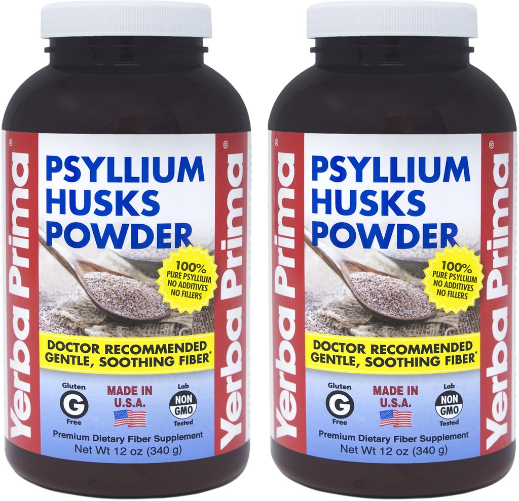 Yerba Prima Psylium Husk Powder 12 oz (Balení po 2) - Přírodní Vláknina Dodatek
