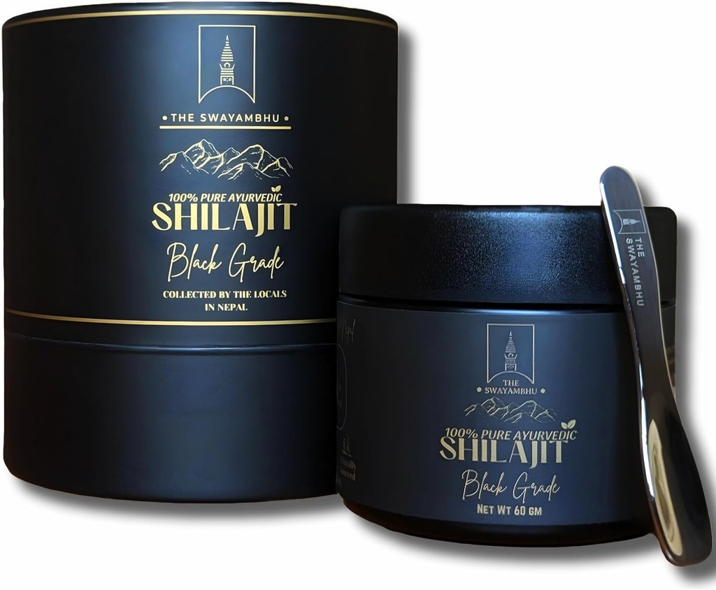 SHILAJIT 100% čistý nepálský himalájský SHILAJIT Resin - Black Grade Ayurvedic dodatek, Honey Infused, Hand- Harvested, Lab-Tested, 60g (150 Služeb), Vegan, Organic, Gluten- bez