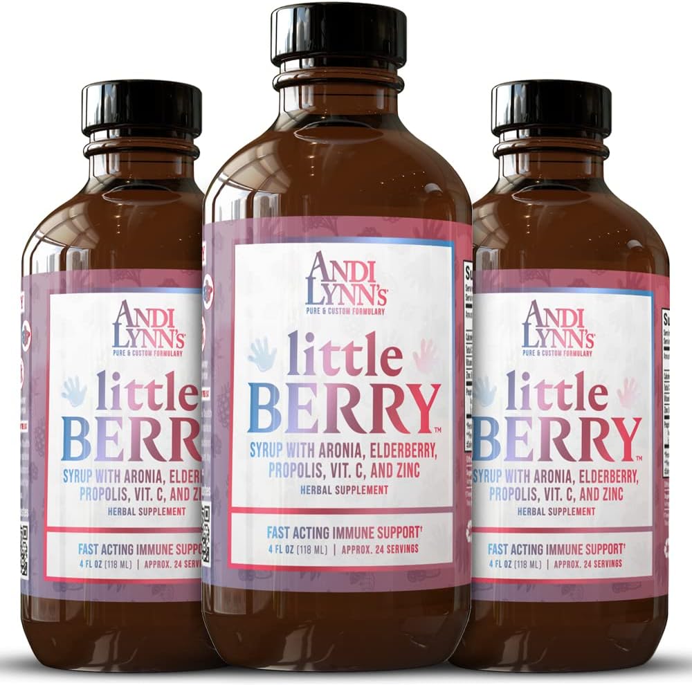Andi Lynn 's LittleBerry, Elderberry Sirup pro děti s vitaminem C & zinek, Fast- acting Imunitate Support Herbal Dodatek, 4 oz (3-Pack)