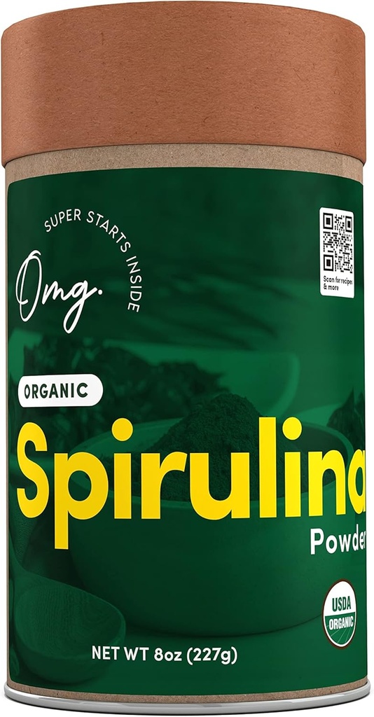 OMG! Superfoods Organic Spirulina Powder - 100% čisté, USDA Certified Organic - Dobrý zdroj železa, vitamin A & Vitamin B12. - 8 Ounces (1 balíček)...