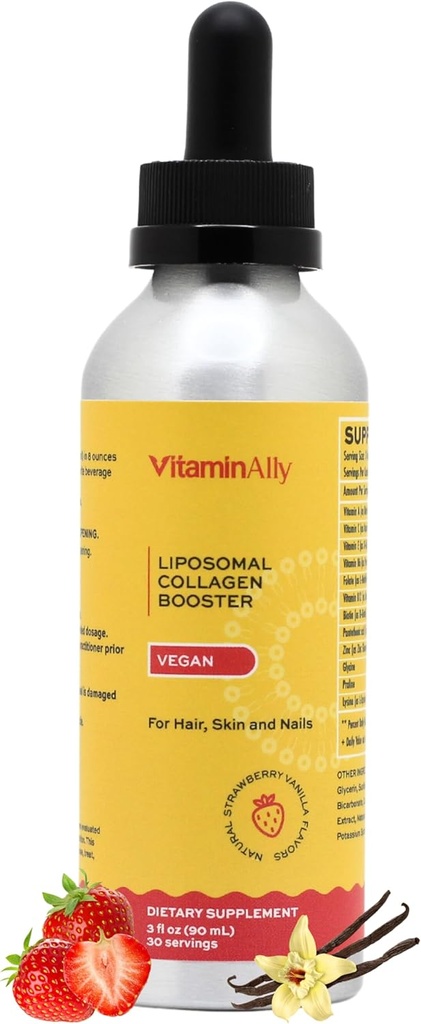 Vegan Liposomální tekutý kolagen Booster Kapky 124; Podporuje zdravé vlasy, kůže a nehty 124; Vegan 124; Non-GMO CLANE124; Cukr zdarma 124; gluten zdarma 124; snadné použití