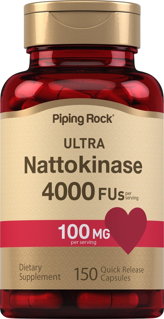 Piping Rock Nattokináza Dodatek 4000 FU 124; 100mg PHARMAR 124; 150 kapslí 124; Non- GMO, gluten zdarma