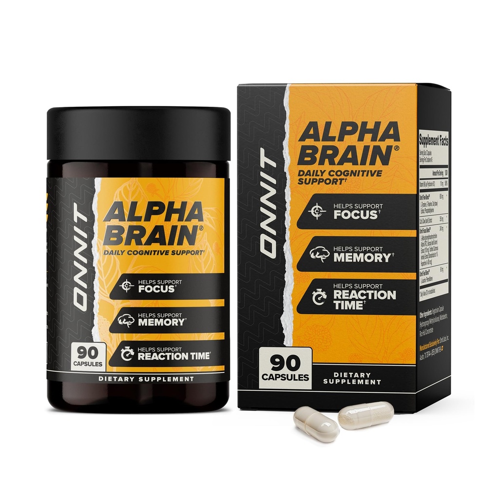 ONNIT Alfa Mozek Nootropní Mozek Dodatek pro zaměření, paměti, duševní jasnost, kognitivní podpora s L- Theanine a vitamin B6, 90 Počet