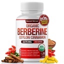 Organic Berberine s Ceylon Skořice 2175mg - Premium berberine doplněk vysoké čistoty extrakt USDA Organic, podpora imunitního systému, Berberine Plus Complex, Non- GMO Vegan pro muže Ženy 90 Kapsle