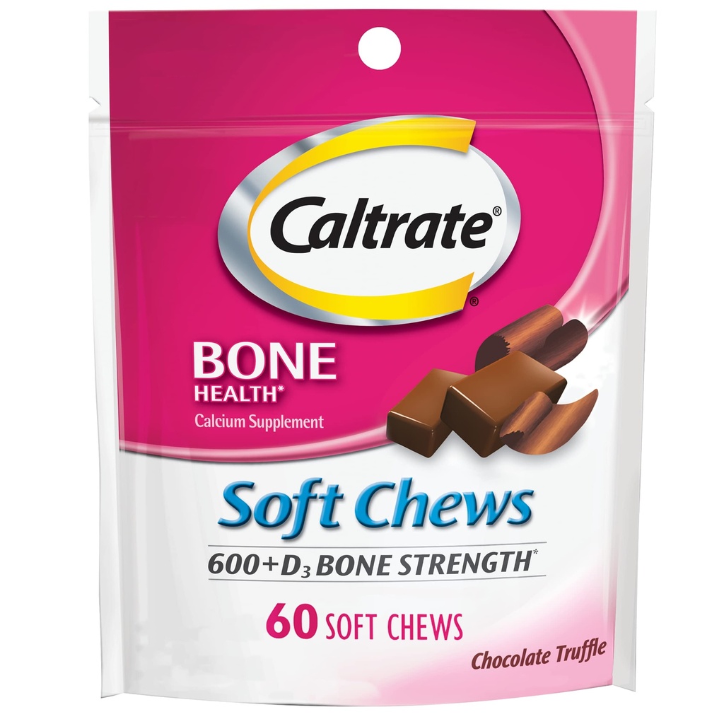 Caltate Soft Chews 600 Plus D3 vitamín D doplněk vápníku, čokoládová lanýž - 60 Počet