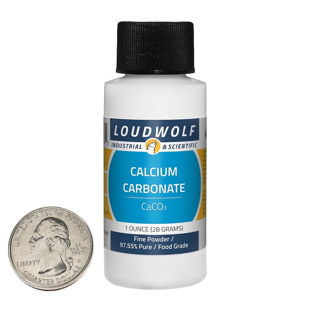 Karbonát vápenatý / 1 Ounce Lahvička / 97 +% Čistá potravinová třída / jemný prášek