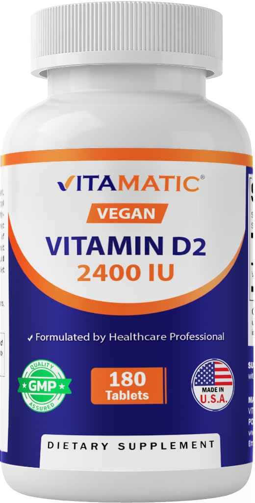 Vitamin D2 60 mcg (2400 IU) - Ergokalciferol - 180 Vegetariánských tablet (180 tablet (balení po 1)) (1 lahvička)