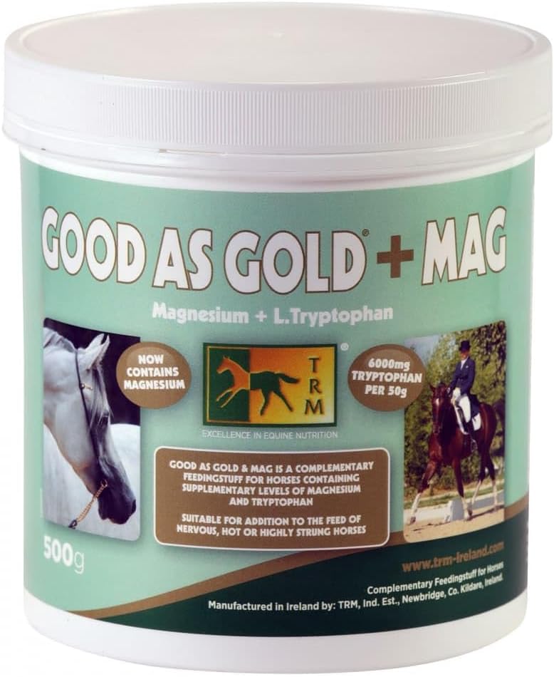 TRM Dobrý jako zlato + MAG Calming Horse Dodatek pro relaxaci a soustředění 124; tryptofan + hořčík - 1.1 lb (500g) - 1.1 lb