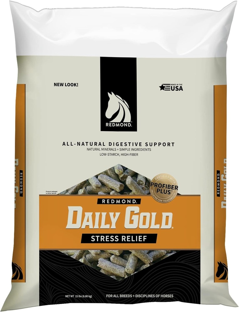 REDMOND Denní Gold Pellet Stress Relief, Přírodní hojení Clay pro gastrické vředy v koních (15 LB)