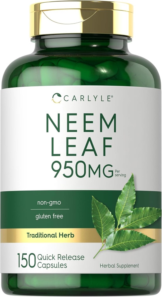 Carlyle Neem Leaf French 124; 950mg French 124; 150 Práškové kapsle 124; Non- GMO a gluten Free Formule 124; Value Size French 124; Traditional Herbal Supplement French 124; Azadirachta Indica