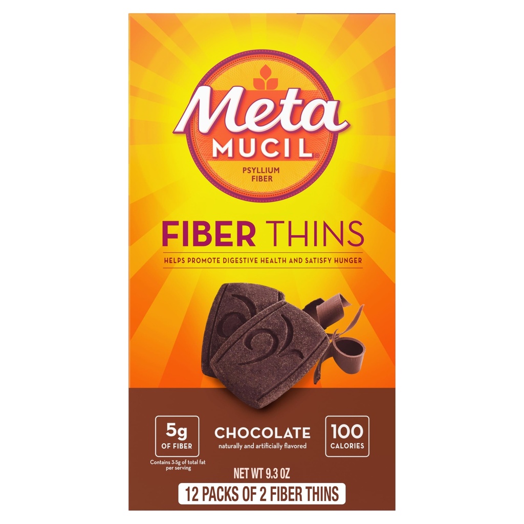 Metamucil Fiber Tenké, Psylium Husk Fiber Dodatek, Stravovací Zdraví Podpora a Spokojený Hlad, Čokoláda Ochucené, 12 Služeb