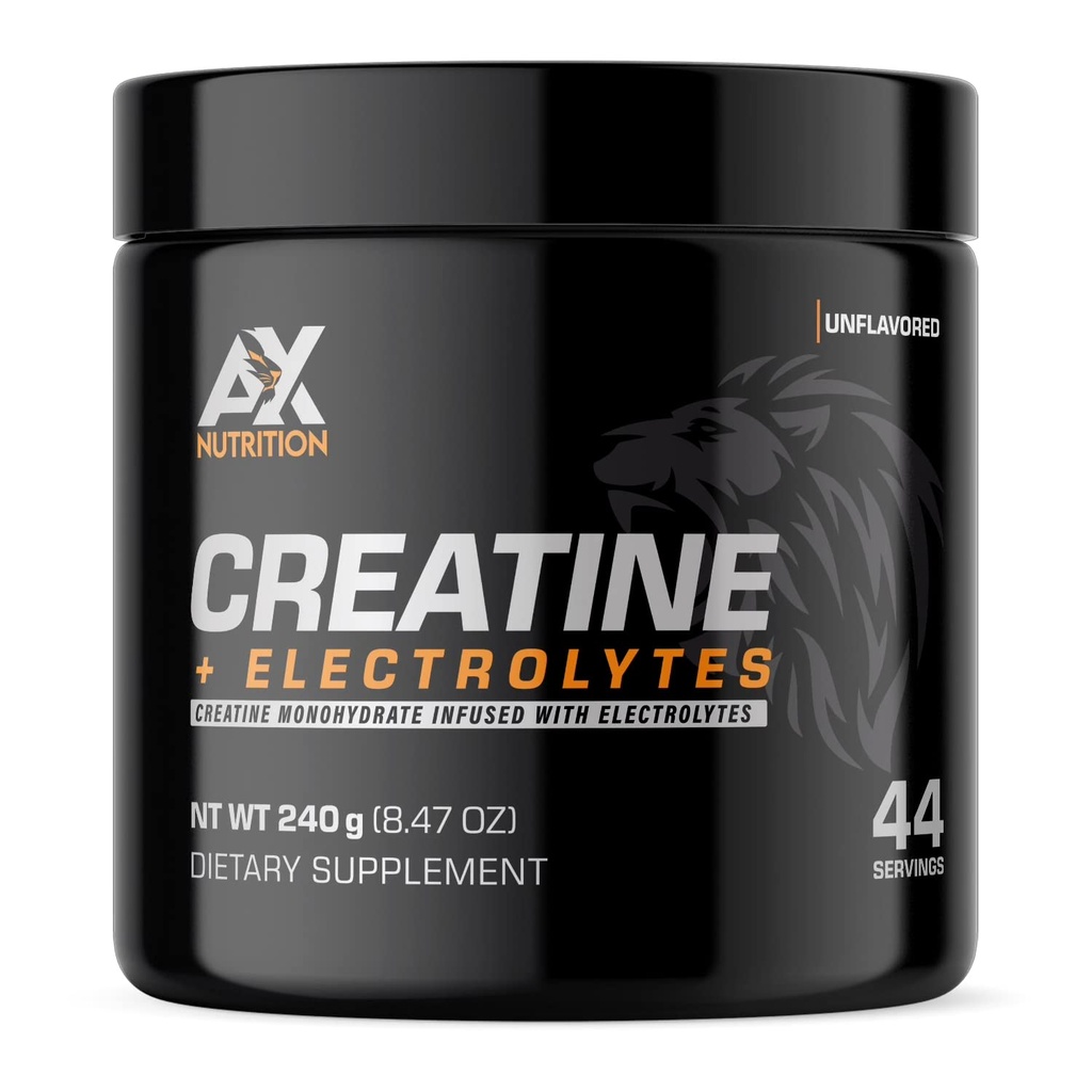 Kreatin + Electrolytes 240g CLAS124; 100% čistý monohydrát kreatininu Infuze s Electrolyty CLAS124; Podpora růstu svalů při pobytu Hydratovaný CLAS124; 44 Služebnictví